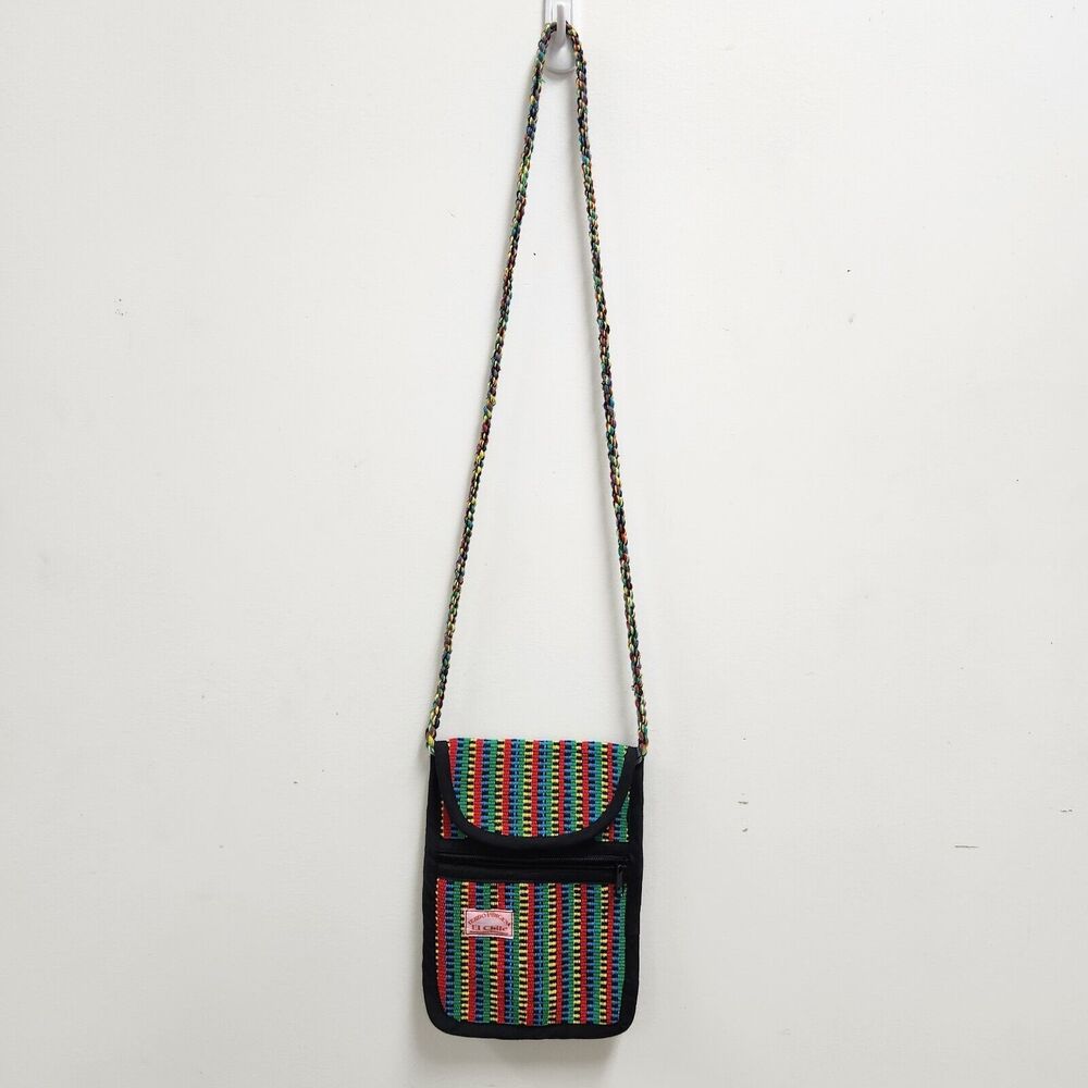 El Chile Crossbody Purse Small Multicolor Braided Strap Hook & Loop